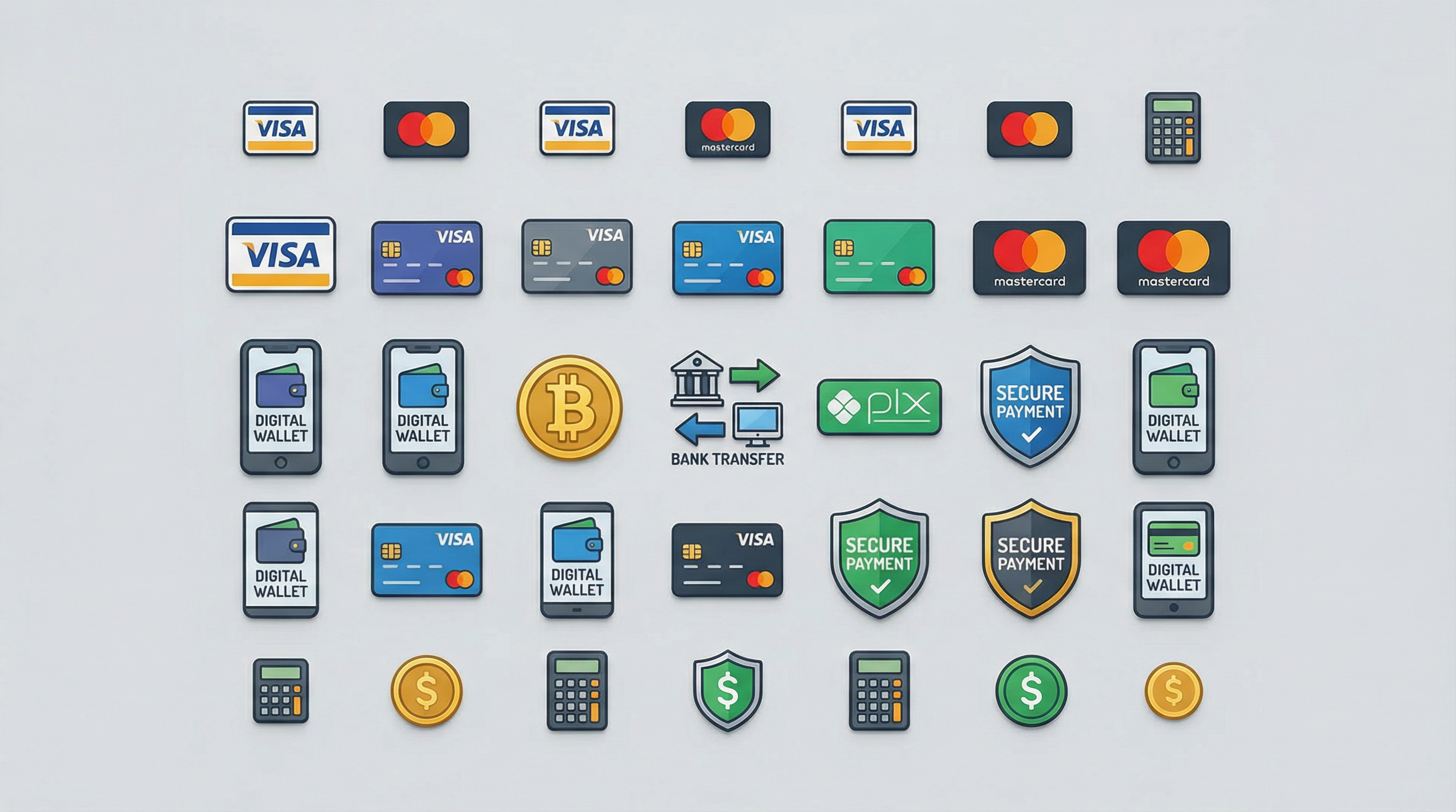 赌博游戏支持的支付方式图标集合